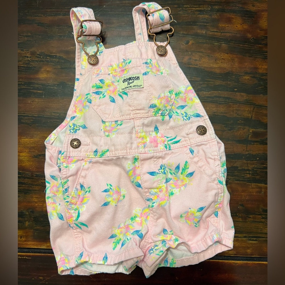 OshKosh B’Gosh Baby Girl’s Pink Floral Short Overalls